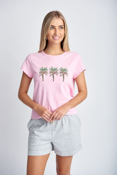 CLOTH PAPER SCISSORS PINK PALM TREE TEE