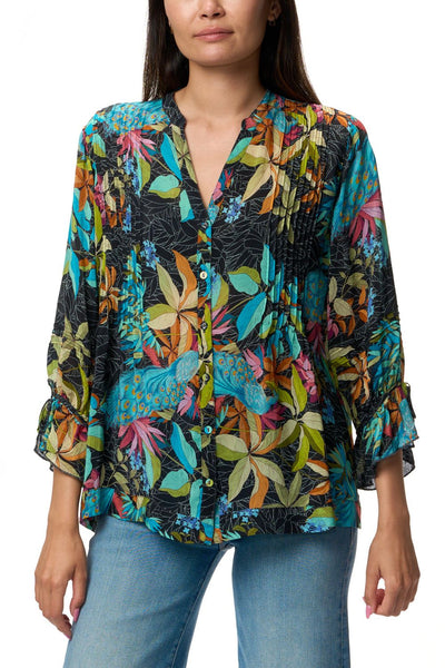 JOHNNY WAS VACANZA SHIRT PAON PEACOCK PRINT