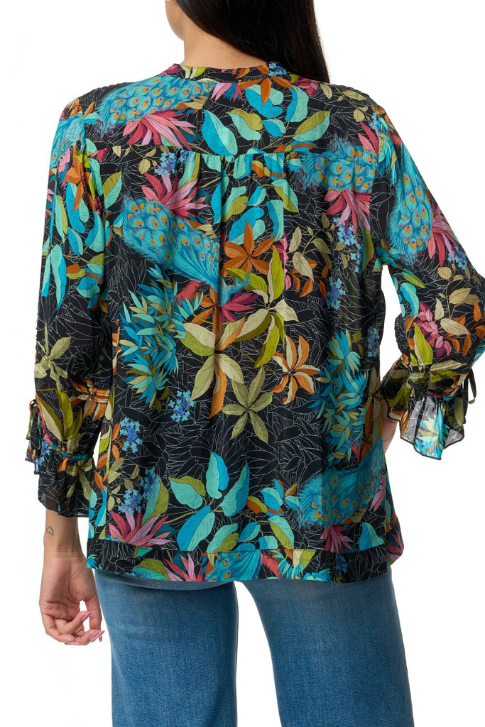 JOHNNY WAS VACANZA SHIRT PAON PEACOCK PRINT