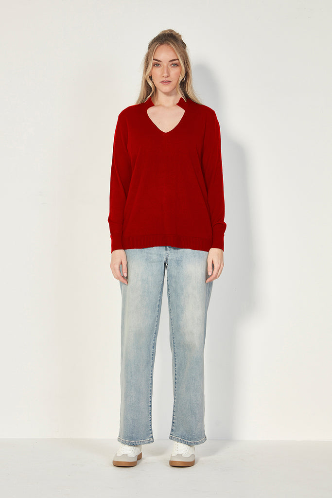 VERGE FIRE RED MANHATTAN SWEATER