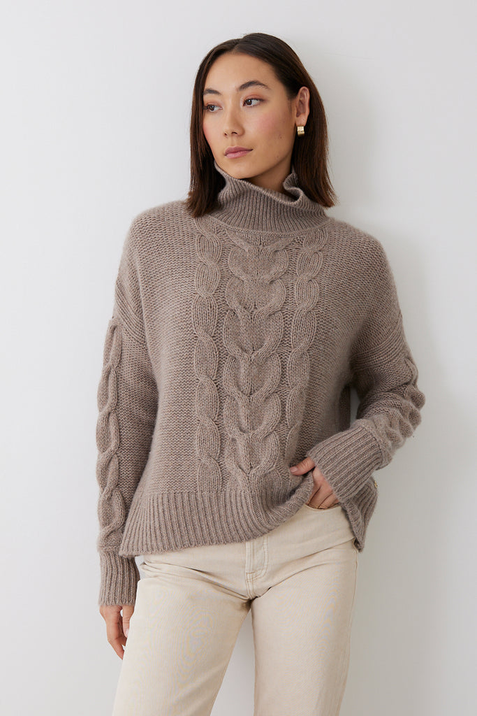 MIA FRATINO FABIAN CABLE SWEATER