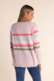 TWO T'S ICE PINK MULTI STRIPE KNIT