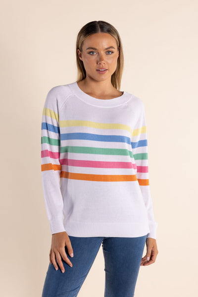 TWO T'S WHITE MULTI STRIPE KNIT