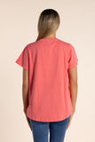 TWO T'S CORAL VEE NECK S/SLV TEE