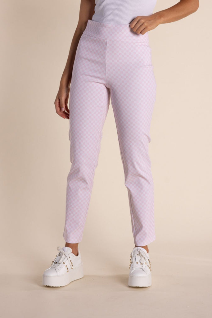 TWO T'S PINK ROSE GINGHAM PANT