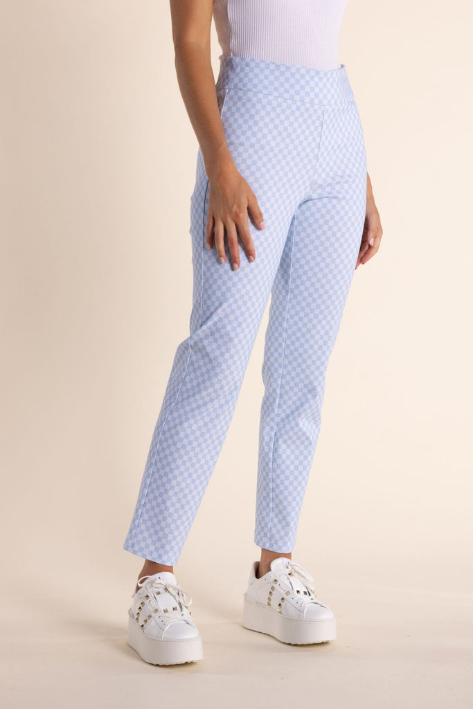 TWO T'S SKY BLUE GINGHAM PANT