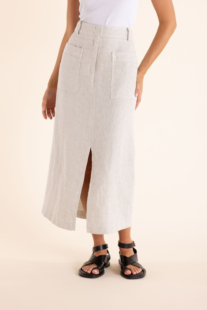 TWO T'S NATURAL MIDI SKIRT