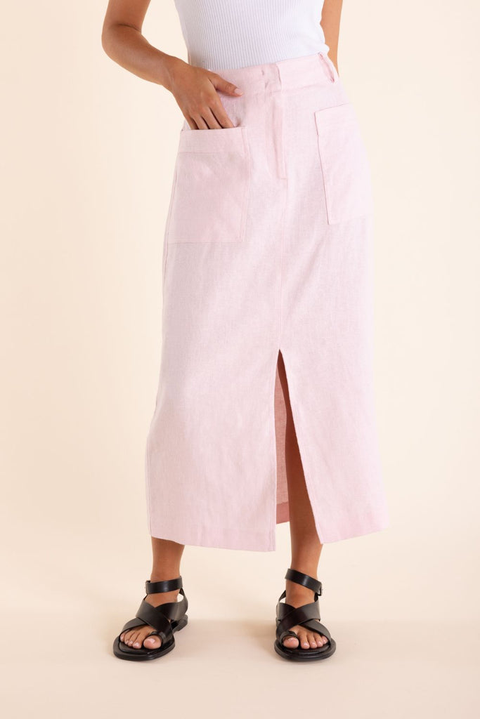 TWO T'S PINK ROSE MIDI SKIRT