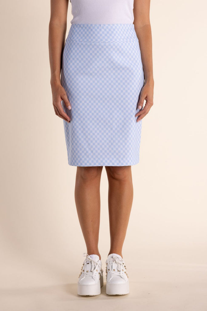 TWO T'S SKY BLUE GINGHAM SKIRT