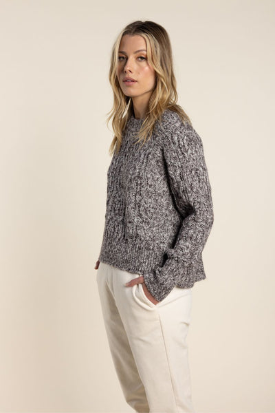 TWO-TS TWEED CABLE SWEATER