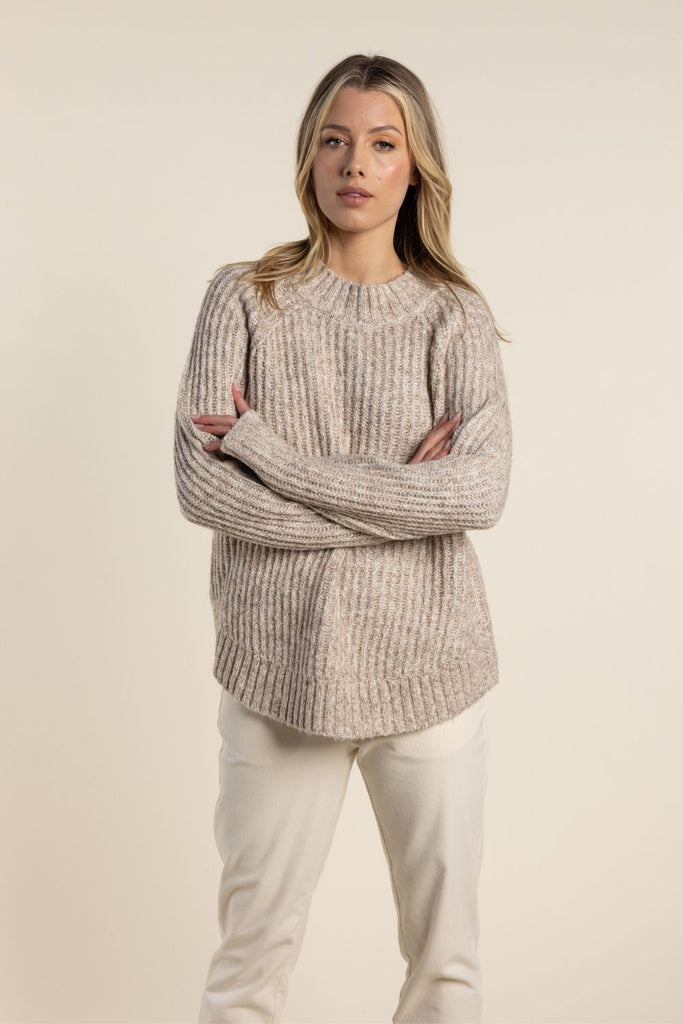 TWO-TS TWEED FUNNEL KNIT