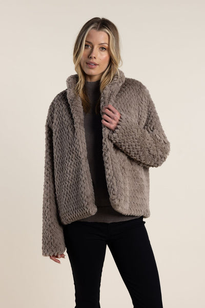 TWO-TS TEXTURED FURRY JACKET