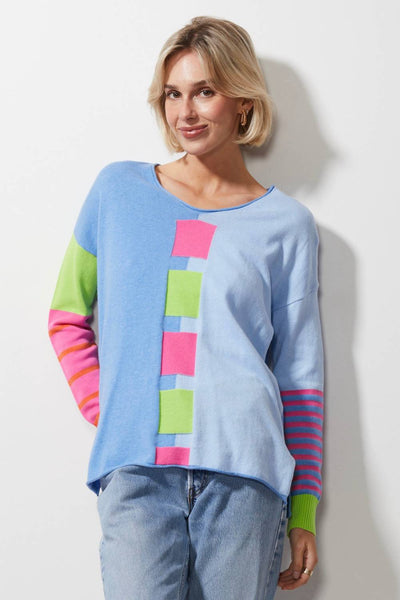 ZAKET & PLOVER CHAMBRAY SQUARES JUMPER