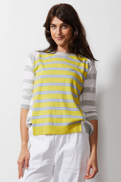 ZAKET & PLOVER GREY MARLE MIXED STRIPE JUMPER