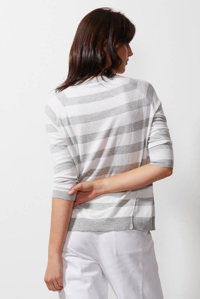 ZAKET & PLOVER GREY MARLE MIXED STRIPE JUMPER