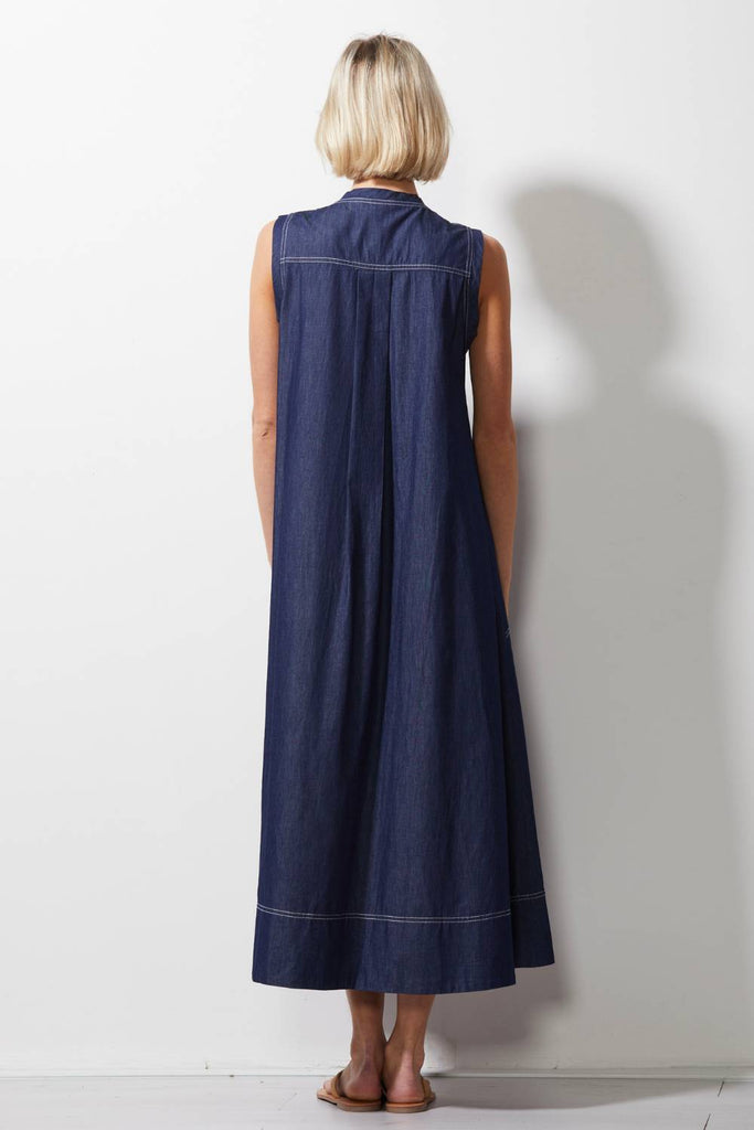 ZAKET & PLOVER DENIM VEE NECK DRESS