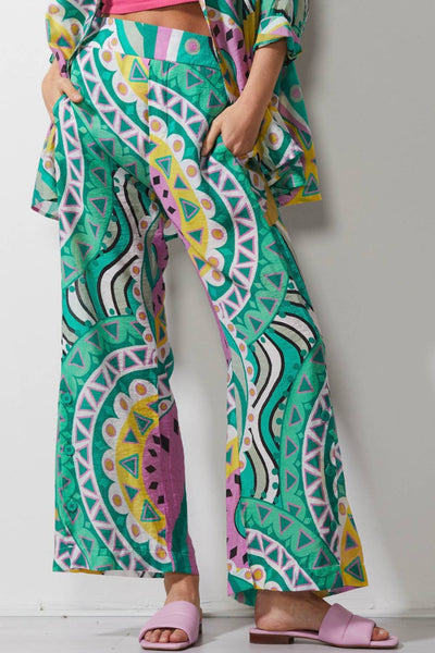 ZAKET & PLOVER AMALFI GREEN PRINTED PANT